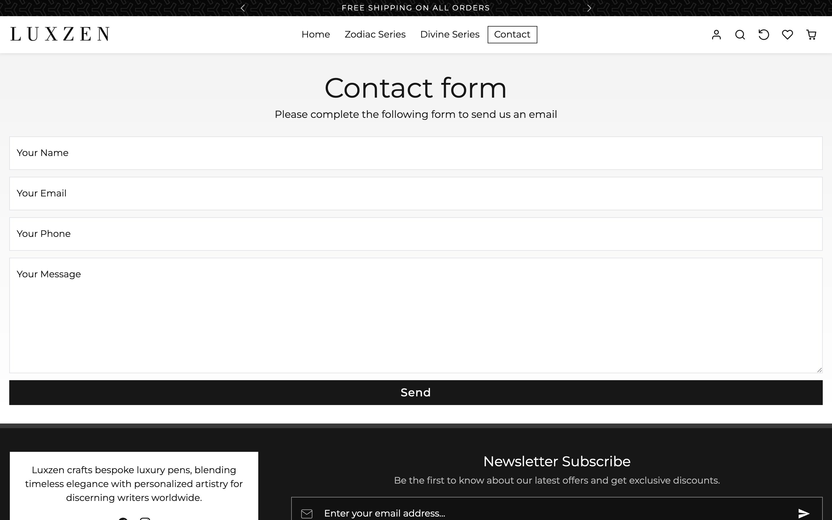 Luxzen Contact / booking page