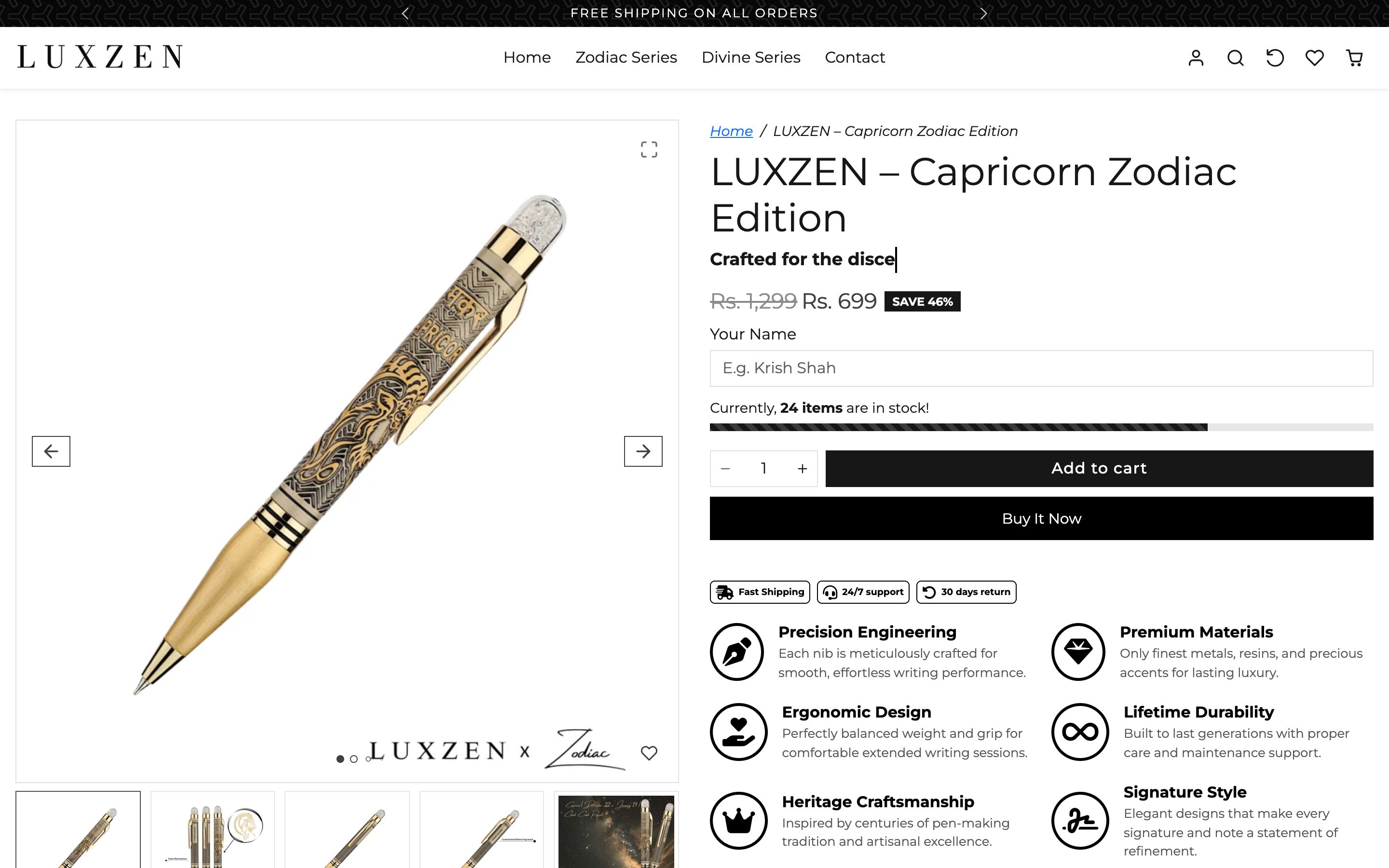 Luxzen Single product page