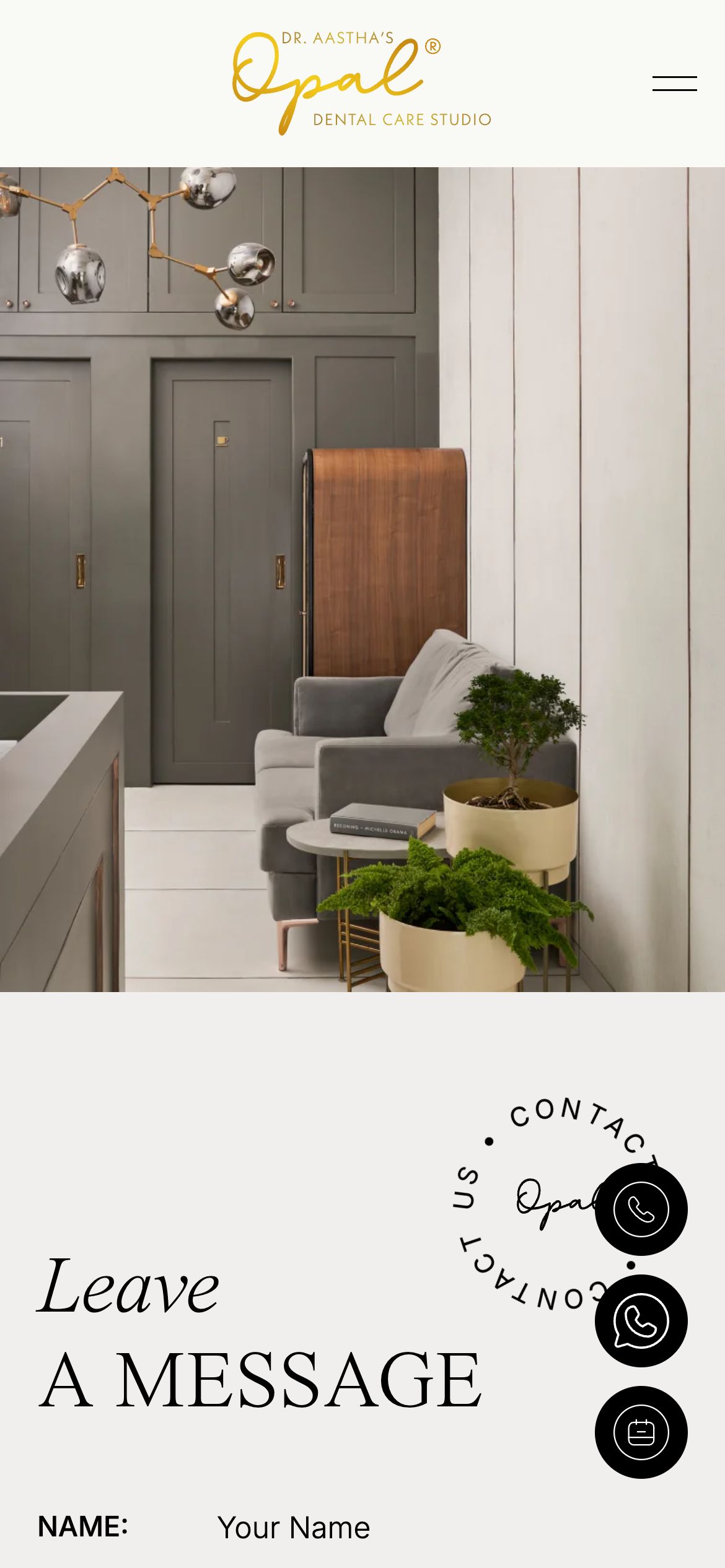 Opal Dental Care Studio Contact / booking page on mobile