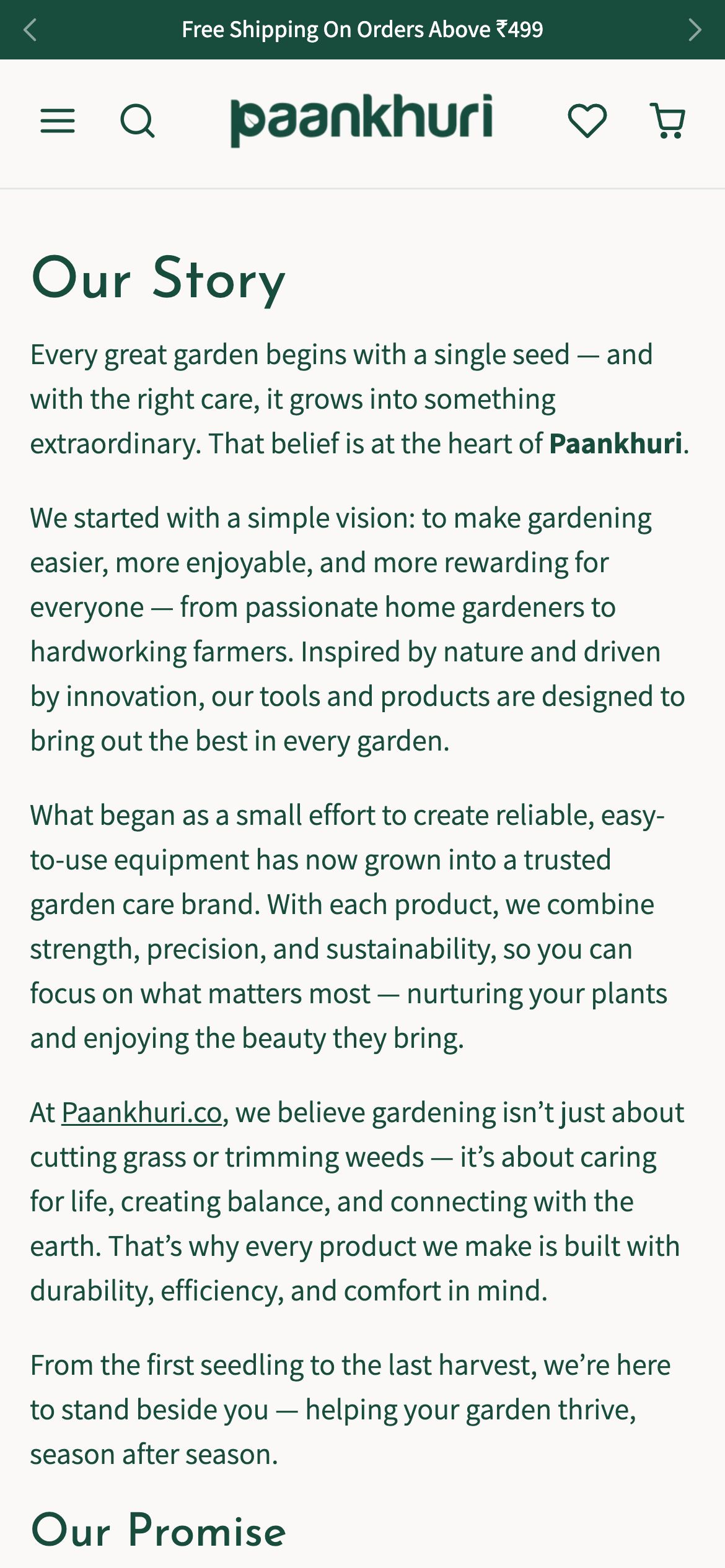 Paankhuri Our story page on mobile
