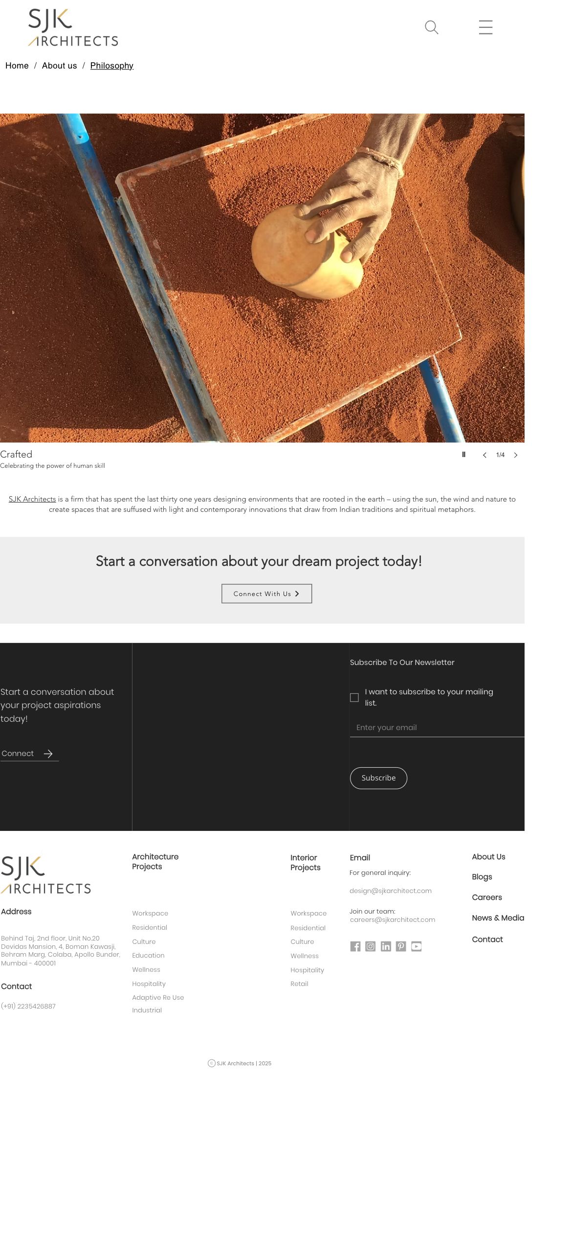 SJK Architects About page on mobile