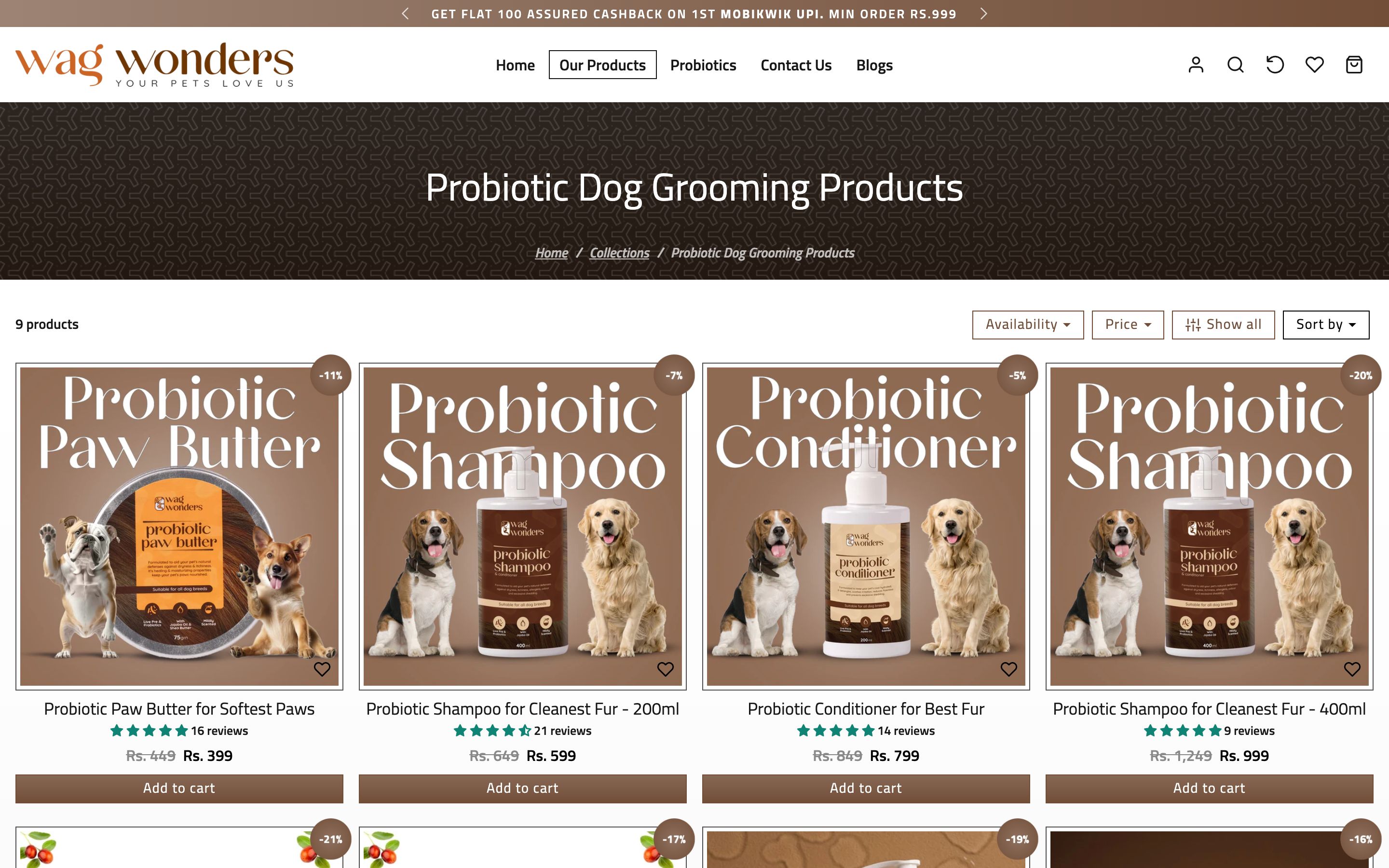 Wag Wonders Collection page