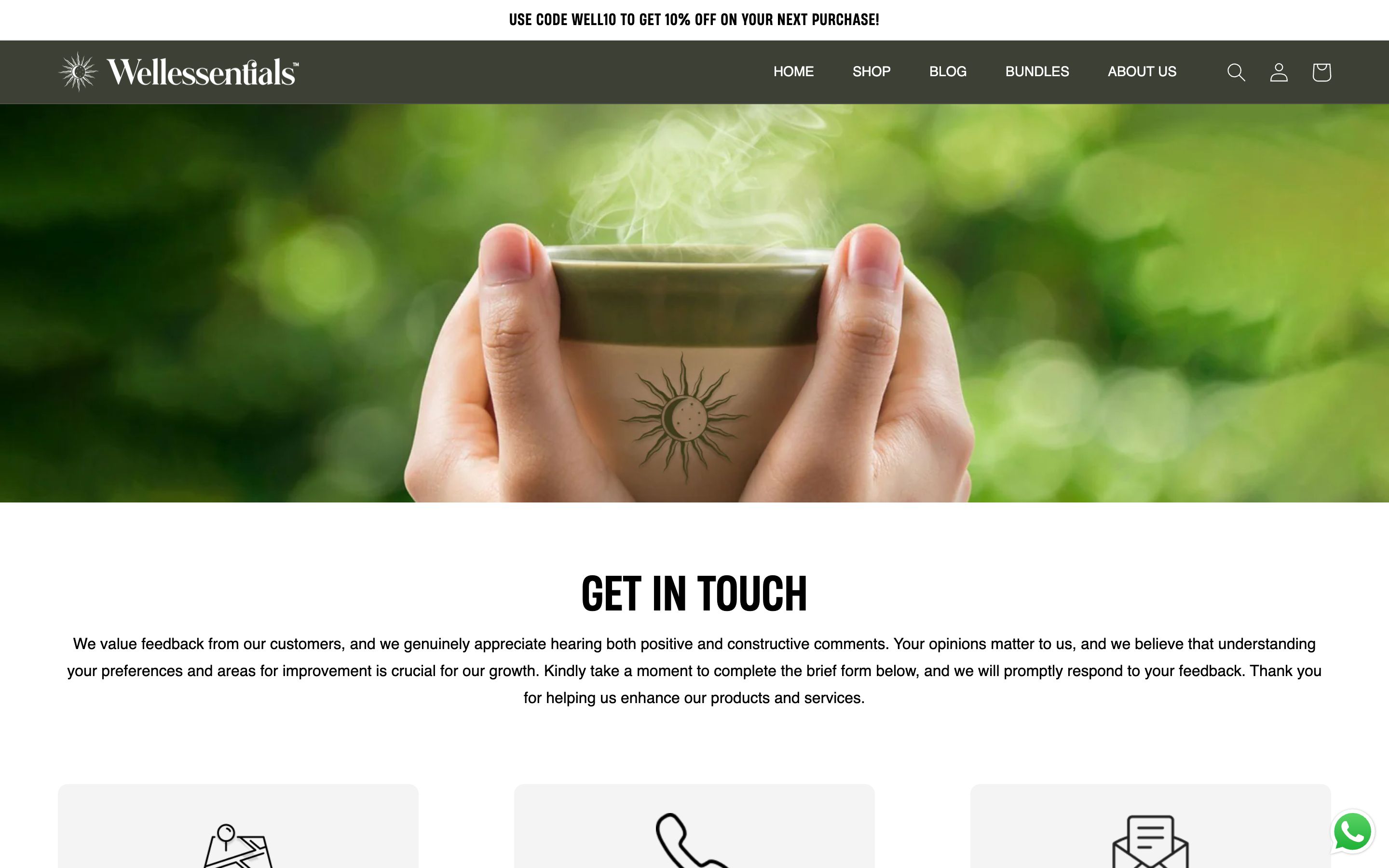 Wellessentials Contact / booking page