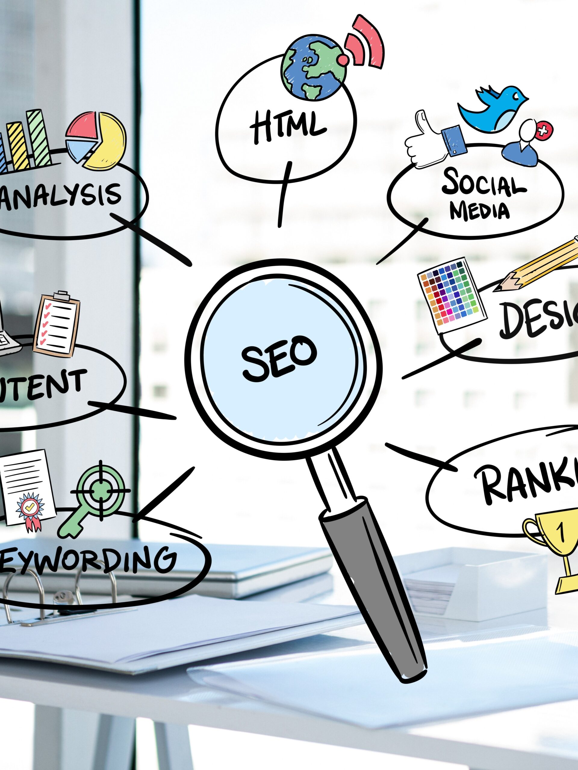 business graphics with office background